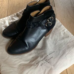RARE Sézane Black Leather Boots Size 37 EU